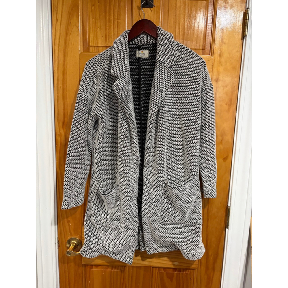 Womens Marine layer Birdseye Blazer in Black/White Contrast Size Medium